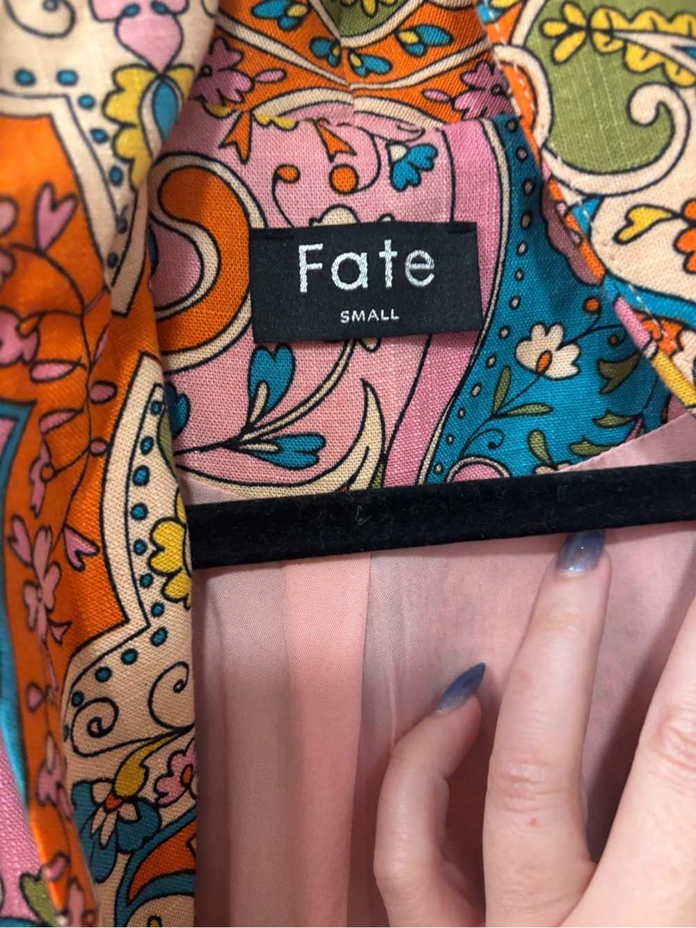 Fate Paisley Print Jacket in Pink, Orange & Teal